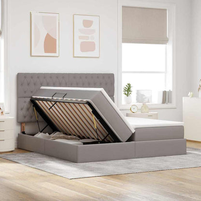 vidaXL Aufbewahrungsbett mit Matratze Taupe 200 x 200 cm Kunstleder