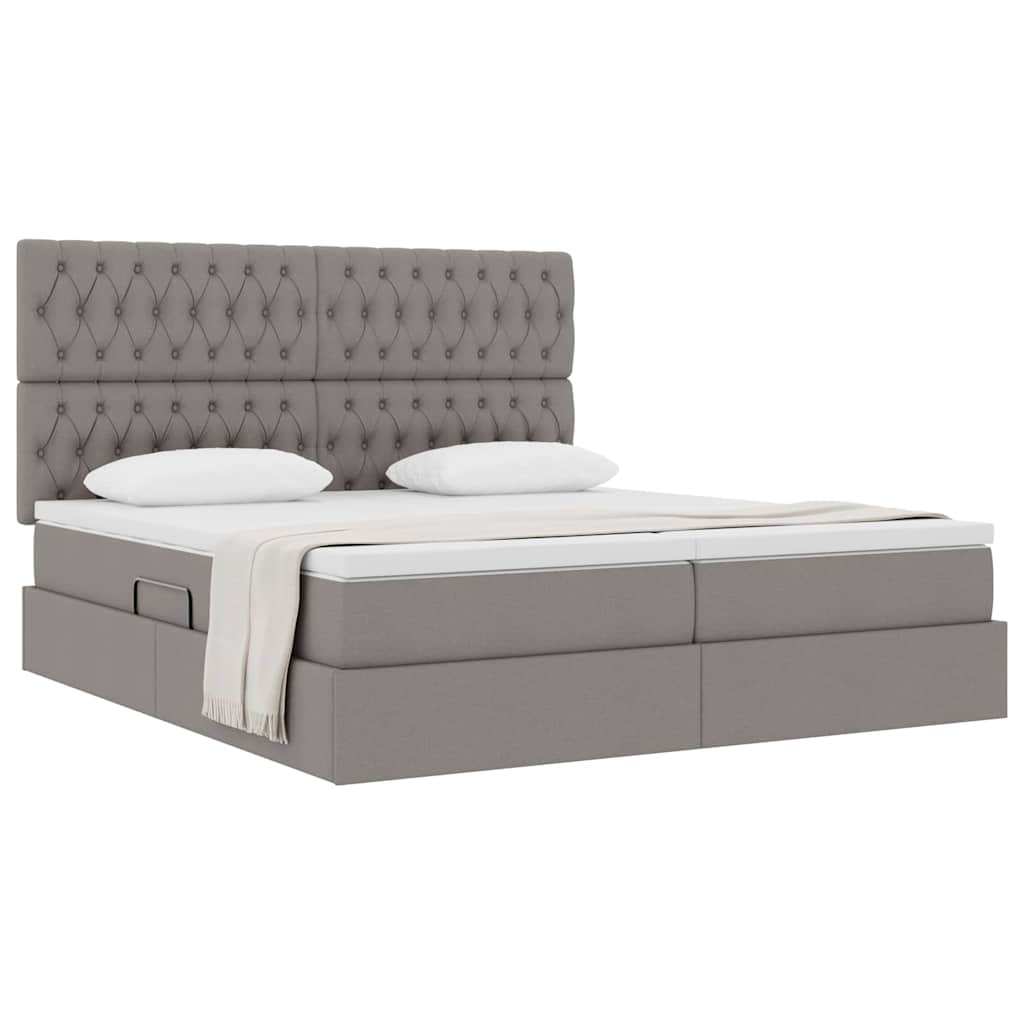 vidaXL Aufbewahrungsbett mit Matratze Taupe 200 x 200 cm Kunstleder
