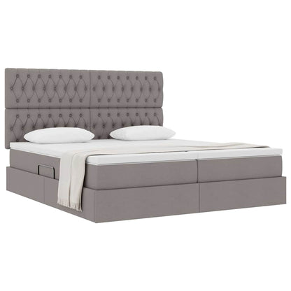 vidaXL Aufbewahrungsbett mit Matratze Taupe 200 x 200 cm Kunstleder