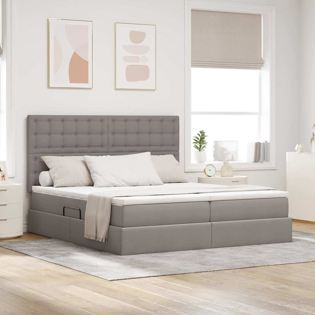 vidaXL Aufbewahrungsbett mit Matratze Taupe 200 x 200 cm Kunstleder