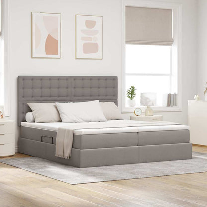 vidaXL Aufbewahrungsbett mit Matratze Taupe 200 x 200 cm Kunstleder