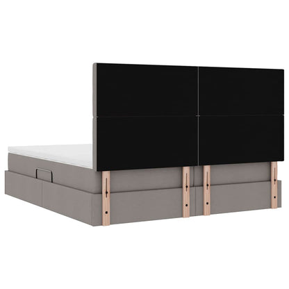vidaXL Aufbewahrungsbett mit Matratze Taupe 200 x 200 cm Kunstleder