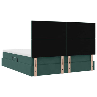 vidaXL Aufbewahrungsbett mit Matratze Dunkelgrün 180 x 200 cm Samt