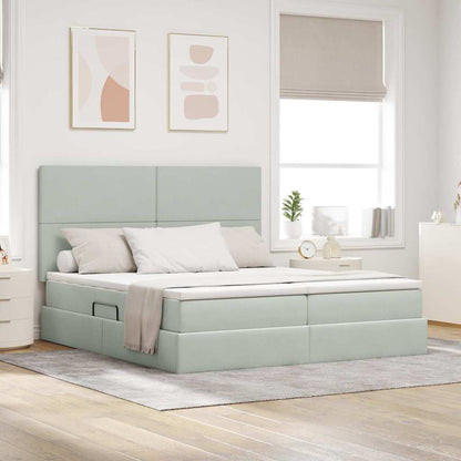 vidaXL Lit de rangement avec matelas Gris clair 200 x 200 cm Velours