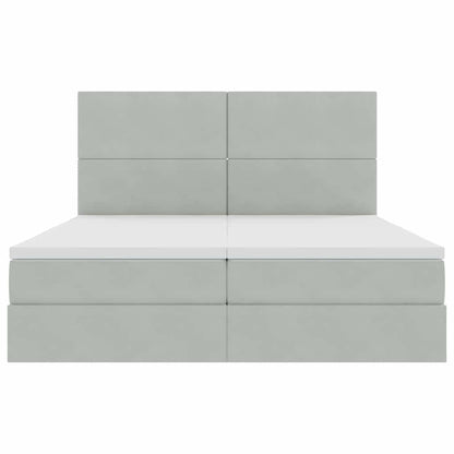 vidaXL Lit de rangement avec matelas Gris clair 200 x 200 cm Velours