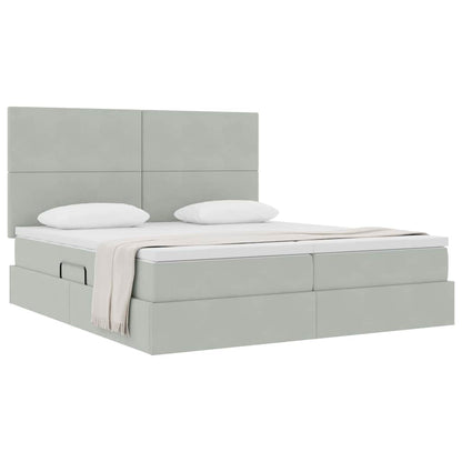 vidaXL Lit de rangement avec matelas Gris clair 200 x 200 cm Velours