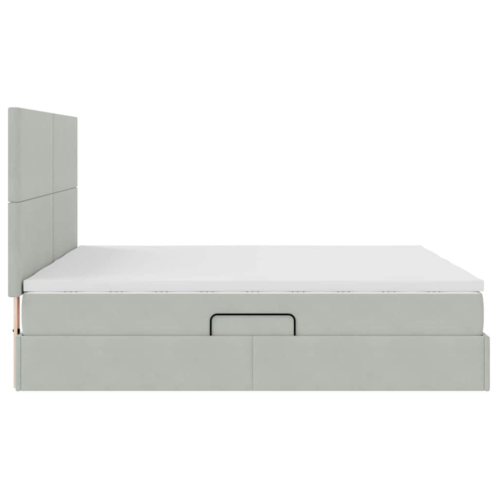 vidaXL Lit de rangement avec matelas Gris clair 200 x 200 cm Velours