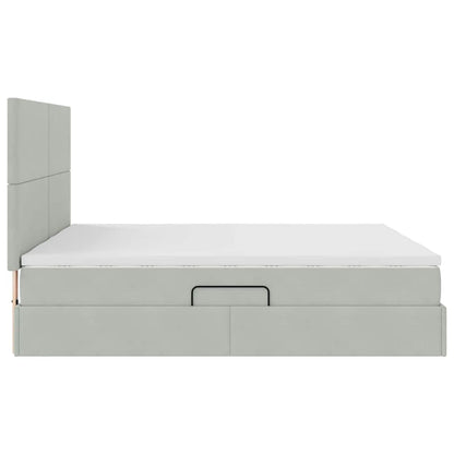 vidaXL Lit de rangement avec matelas Gris clair 200 x 200 cm Velours
