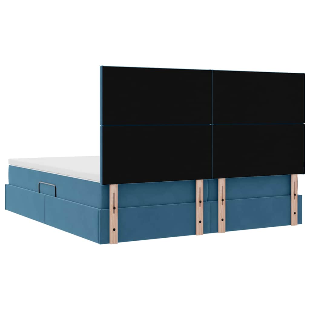 vidaXL Lit de rangement avec matelas bleu foncé 200 x 200 cm velours