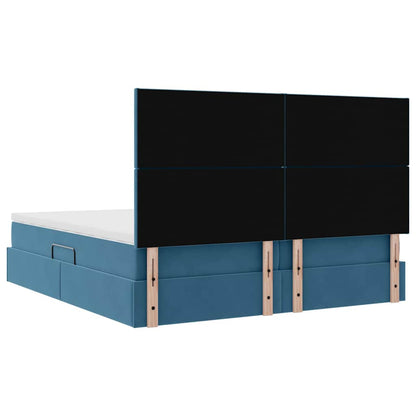 vidaXL Lit de rangement avec matelas bleu foncé 200 x 200 cm velours