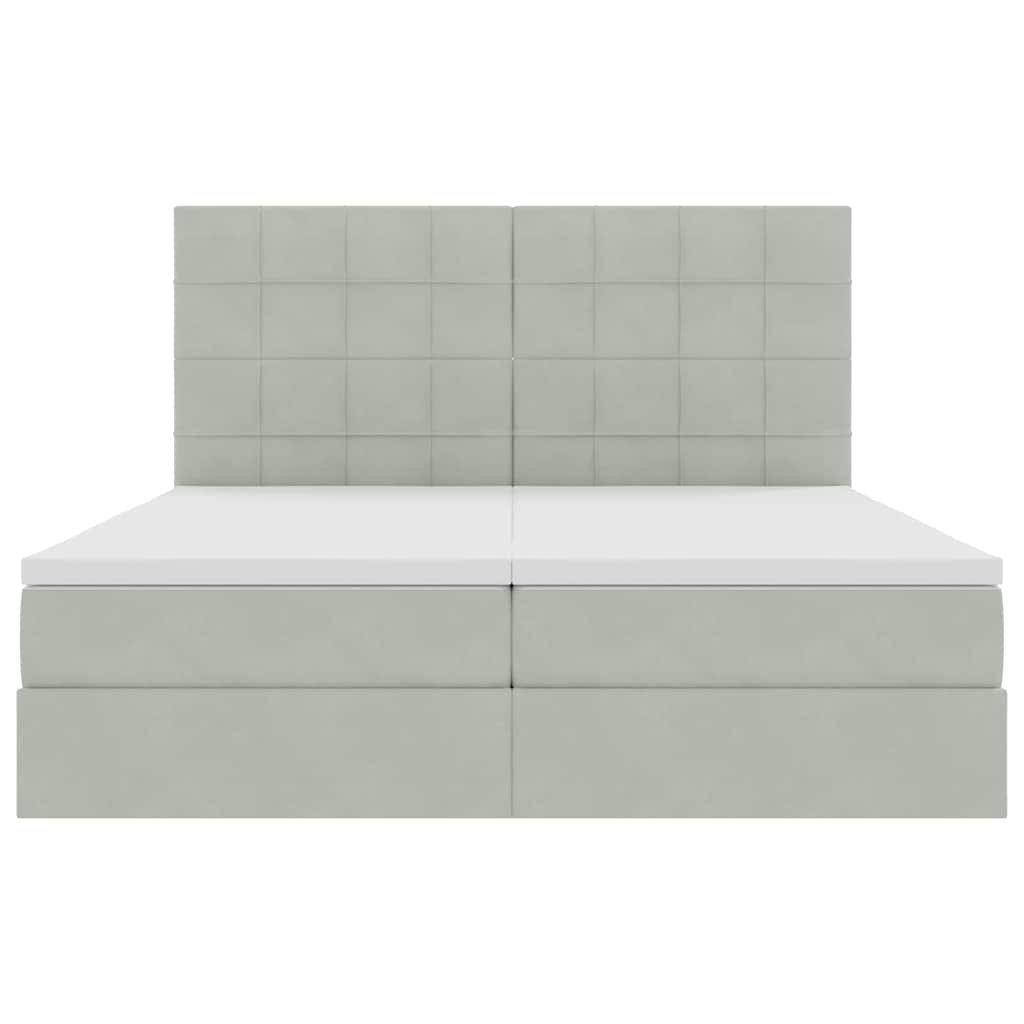 vidaXL Lit de rangement avec matelas Gris clair 200 x 200 cm Velours