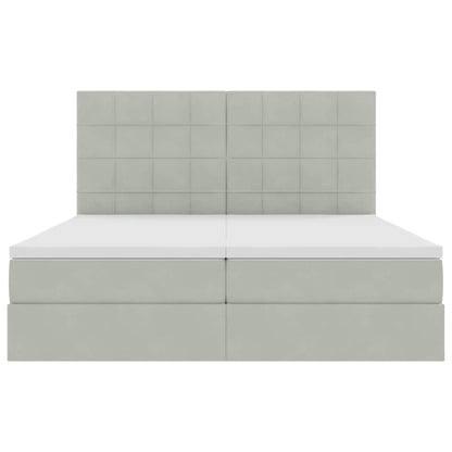 vidaXL Lit de rangement avec matelas Gris clair 200 x 200 cm Velours