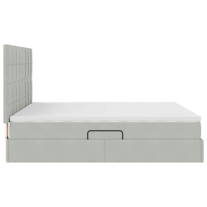 vidaXL Lit de rangement avec matelas Gris clair 200 x 200 cm Velours