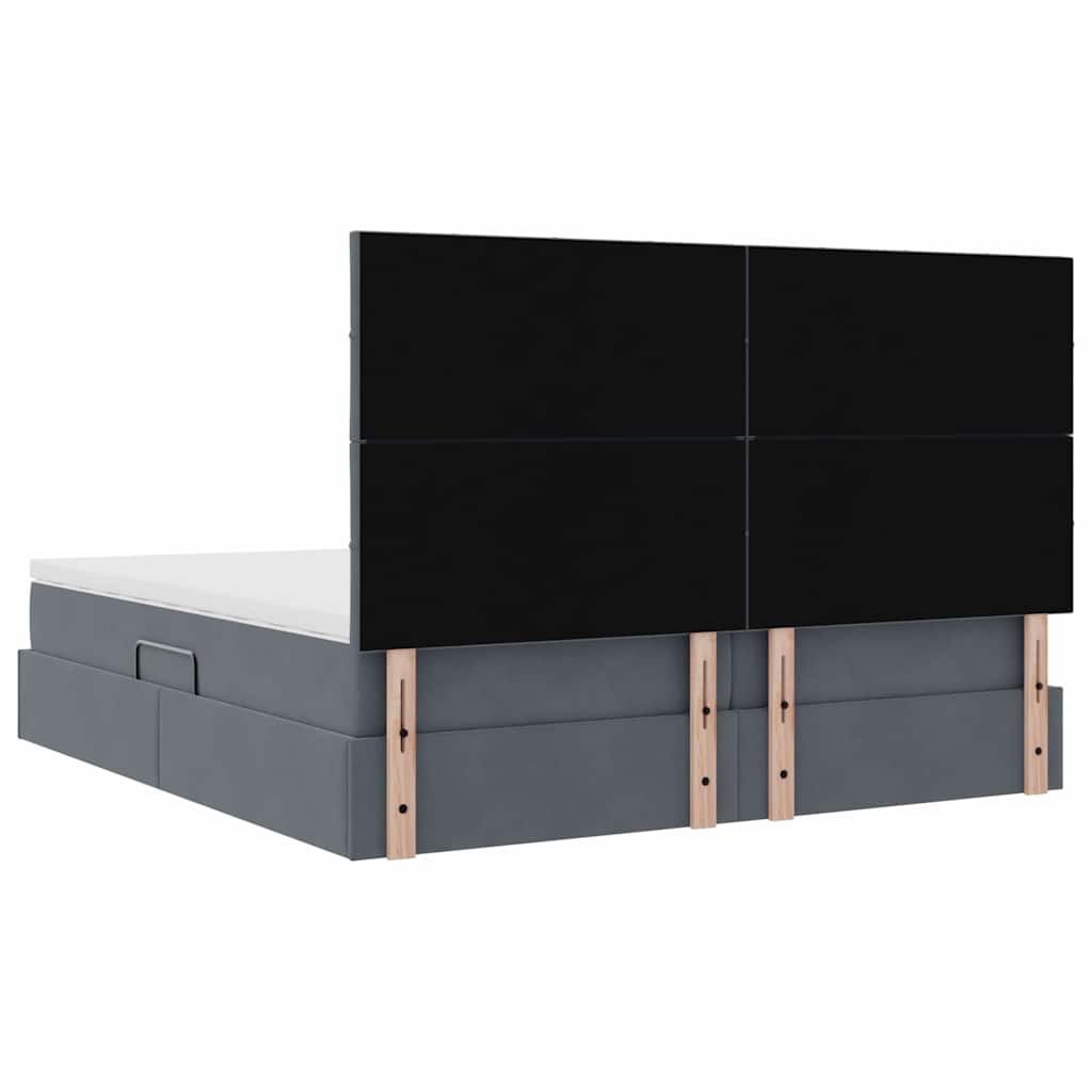 vidaXL Lit de rangement avec matelas Gris foncé 200 x 200 cm Velours