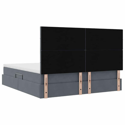 vidaXL Lit de rangement avec matelas Gris foncé 200 x 200 cm Velours