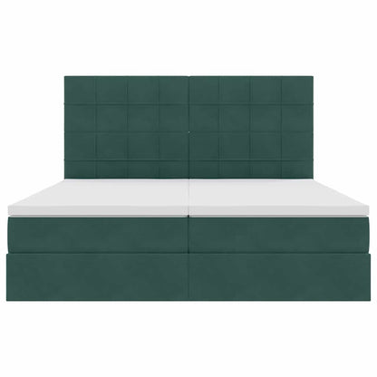 Aufbewahrungsbett mit Matratze Dunkelgrün 200 x 200 cm Samt