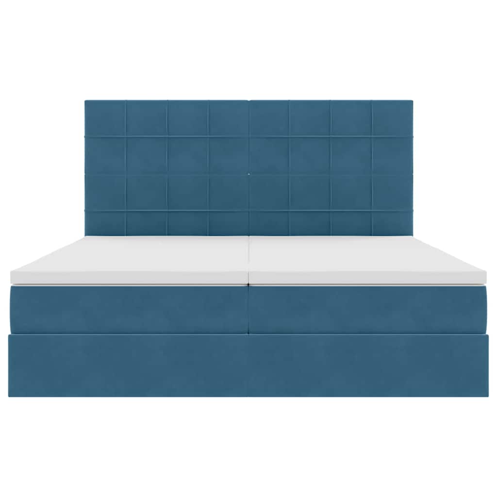 vidaXL Lit de rangement avec matelas bleu foncé 200 x 200 cm velours