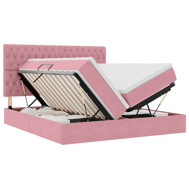vidaXL Aufbewahrungsbett mit Matratze Rosa 180 x 200 cm Samt