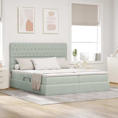 vidaXL Lit de rangement avec matelas Gris clair 200 x 200 cm Velours