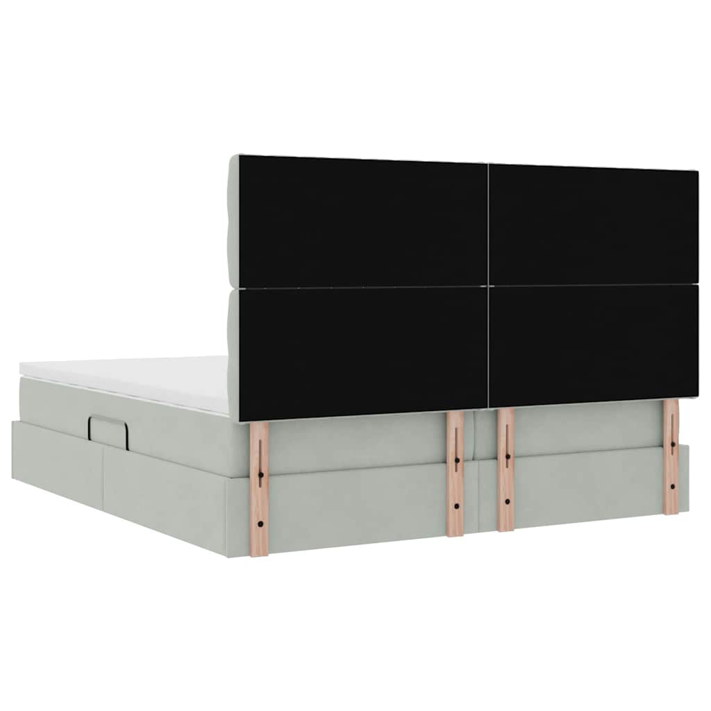 vidaXL Lit de rangement avec matelas Gris clair 200 x 200 cm Velours