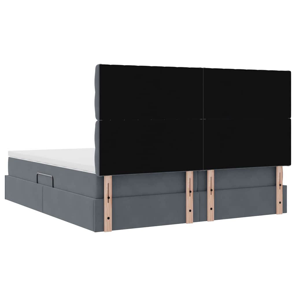 vidaXL Lit de rangement avec matelas Gris foncé 200 x 200 cm Velours