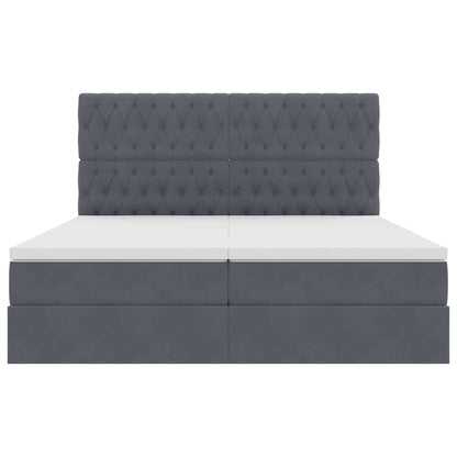 vidaXL Lit de rangement avec matelas Gris foncé 200 x 200 cm Velours