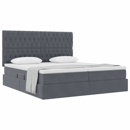 vidaXL Lit de rangement avec matelas Gris foncé 200 x 200 cm Velours