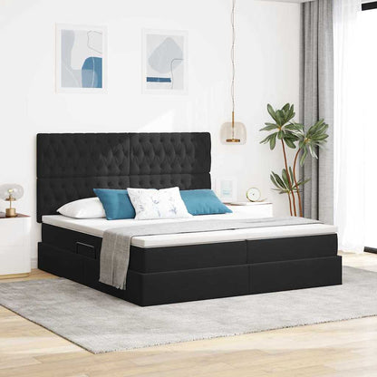 vidaXL Lit coffre avec matelas Velours Noir 200 x 200 cm