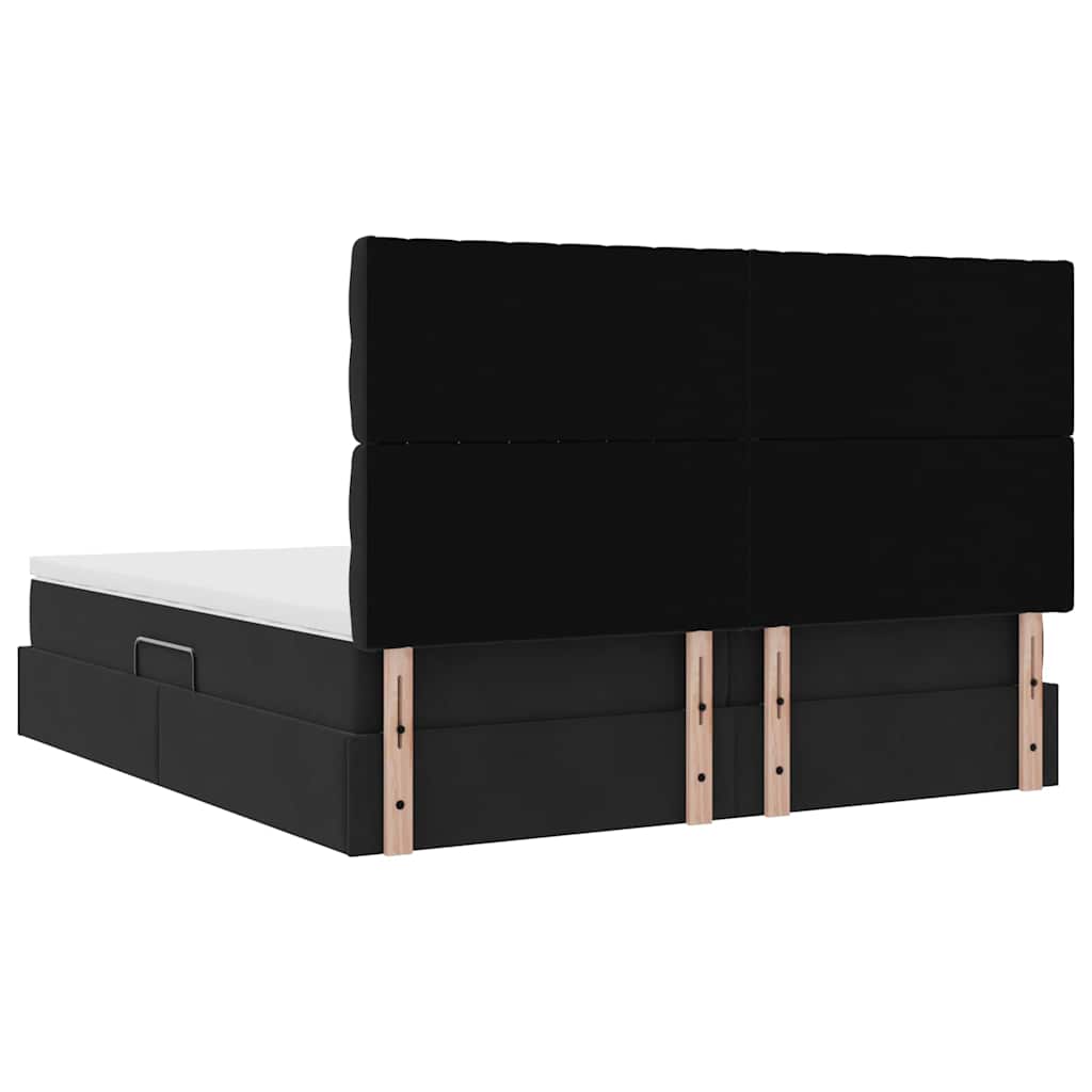 vidaXL Lit coffre avec matelas Velours Noir 200 x 200 cm
