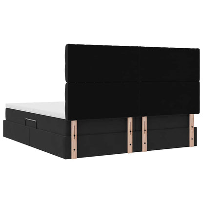 vidaXL Lit coffre avec matelas Velours Noir 200 x 200 cm