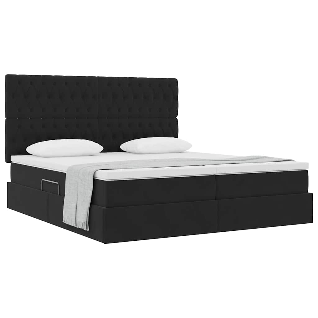 vidaXL Lit coffre avec matelas Velours Noir 200 x 200 cm