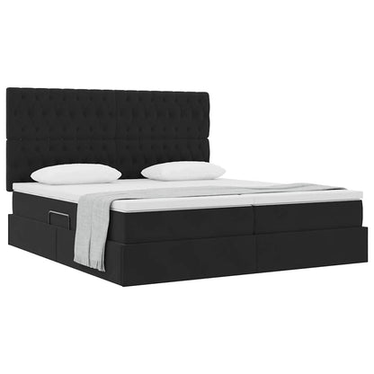 vidaXL Lit coffre avec matelas Velours Noir 200 x 200 cm