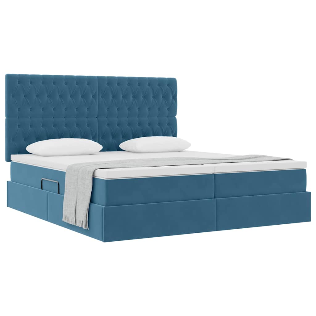 vidaXL Aufbewahrungsbett mit Matratze Dunkelblau 200 x 200 cm Samt