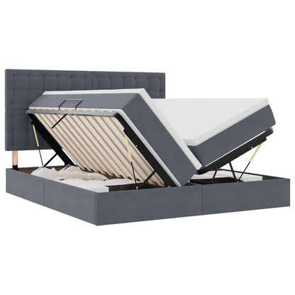 vidaXL Lit de rangement avec matelas Gris foncé 200 x 200 cm Velours