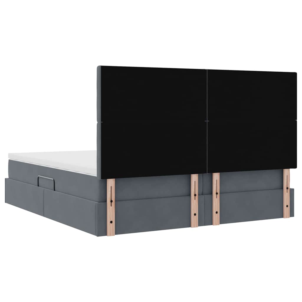 vidaXL Lit de rangement avec matelas Gris foncé 200 x 200 cm Velours