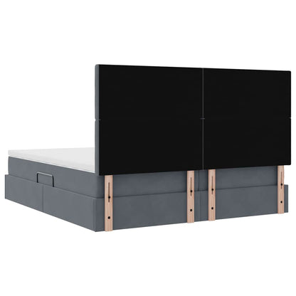 vidaXL Lit de rangement avec matelas Gris foncé 200 x 200 cm Velours