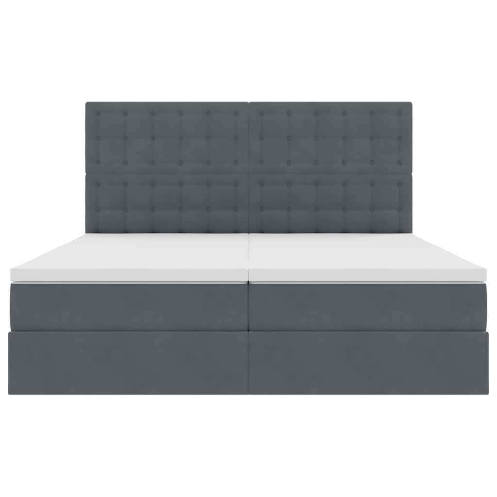 vidaXL Lit de rangement avec matelas Gris foncé 200 x 200 cm Velours