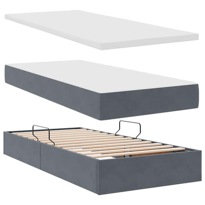 vidaXL Lit de rangement avec matelas Gris foncé 200 x 200 cm Velours
