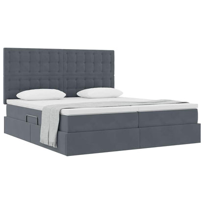 vidaXL Lit de rangement avec matelas Gris foncé 200 x 200 cm Velours