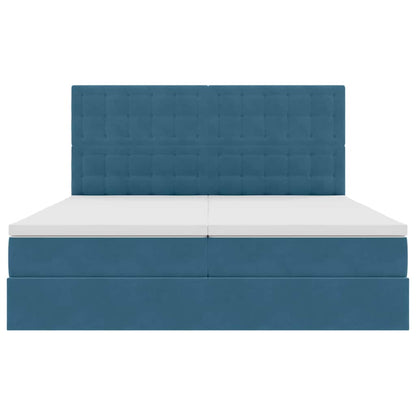 Aufbewahrungsbett mit Matratze Dunkelblau 200 x 200 cm Samt
