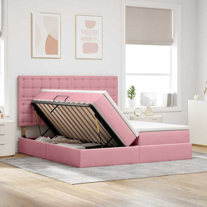 vidaXL Lit de rangement avec matelas rose 200 x 200 cm velours
