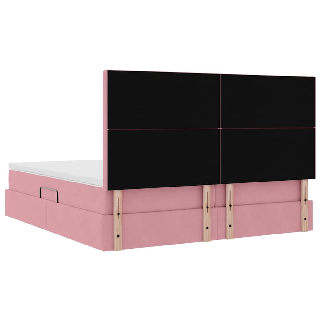 vidaXL Lit de rangement avec matelas rose 200 x 200 cm velours