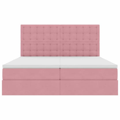 vidaXL Lit de rangement avec matelas rose 200 x 200 cm velours