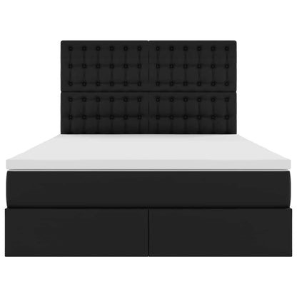 Bett mit Stauraum und LED Schwarz 140 x 190 cm Kunstleder