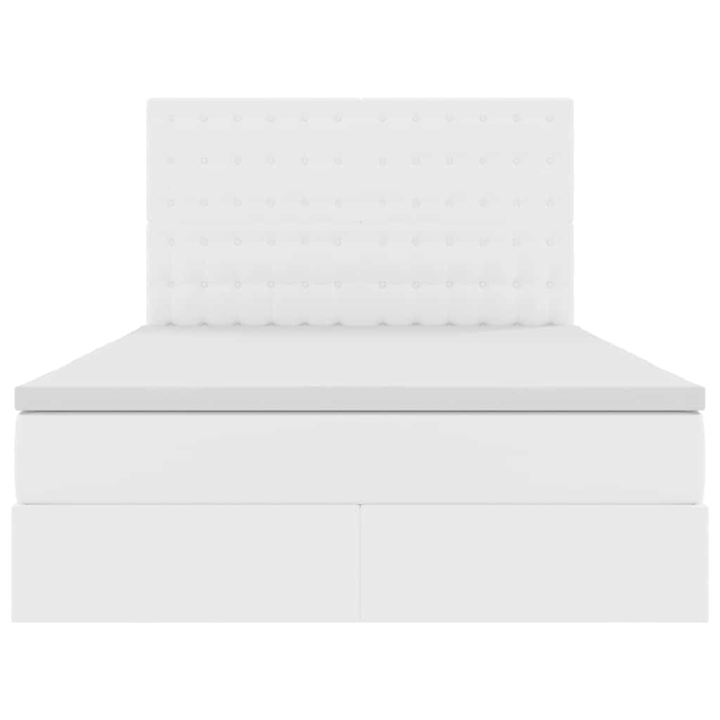 Bett mit Stauraum und LED Reinweiß 140 x 190 cm Kunstleder