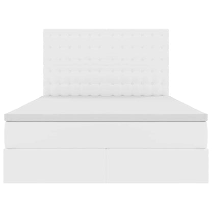 Bett mit Stauraum und LED Reinweiß 140 x 190 cm Kunstleder