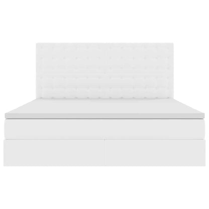 Bett mit Stauraum und LED Reinweiß 160 x 200 cm Kunstleder