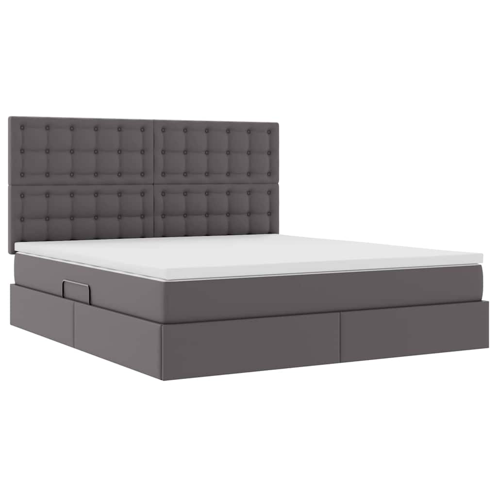 vidaXL Bett mit Stauraum und LED mit LED Grau 160 x 200 cm Kunstleder