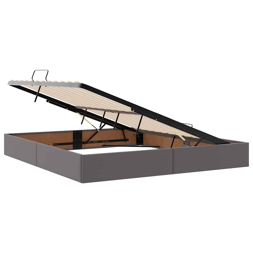 vidaXL Bett mit Stauraum und LED mit LED Grau 160 x 200 cm Kunstleder