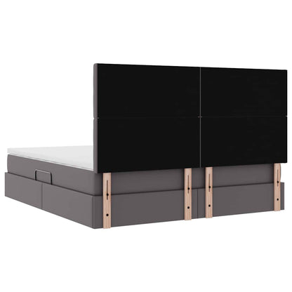 vidaXL Bett mit Stauraum und LED mit LED Grau 160 x 200 cm Kunstleder
